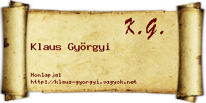 Klaus Györgyi névjegykártya
